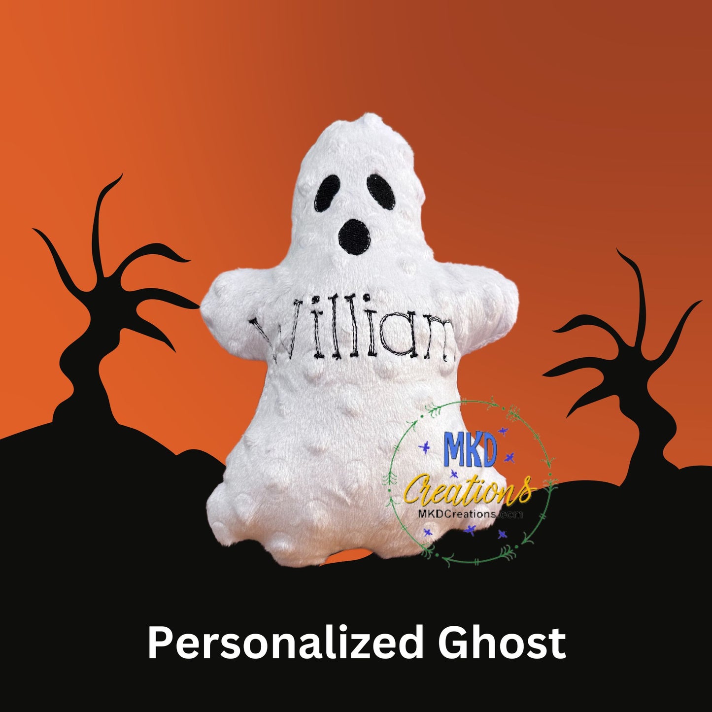 Personalized Ghost Plushie|White Ghost| stuffed Ghost Halloween gift or treat| stuffed pillow|custom Ghost