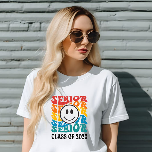 Senior, Class of 2023, Retro, Smiley Face, Graduation, Senior T shirt, Grad Gift