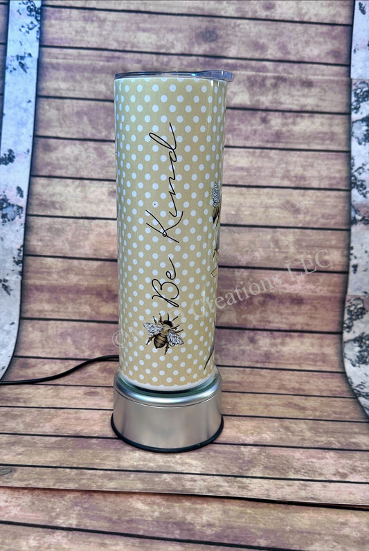Bee Kind Tumbler, Honeycomb, Yellow Polka Dots