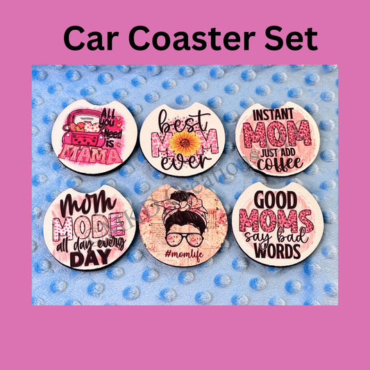 Mothers Day Car Coaster Set, Best Mom, Mama, Good Moms, Instant Mom, Mom Life, Mom Mode