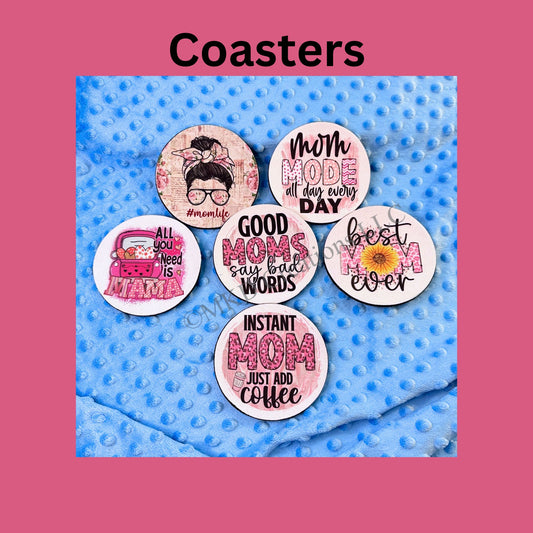 Mothers Day Coaster Set, Best Mom, Mama, Good Moms, Instant Mom, Mom Life, Mom Mode