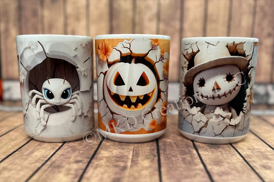Spooky 3D Halloween Mugs, Spooky Jackolantern, Spooky Spider, Spooky Skeleton, Coffee Mug, Hot Chocolate Mug