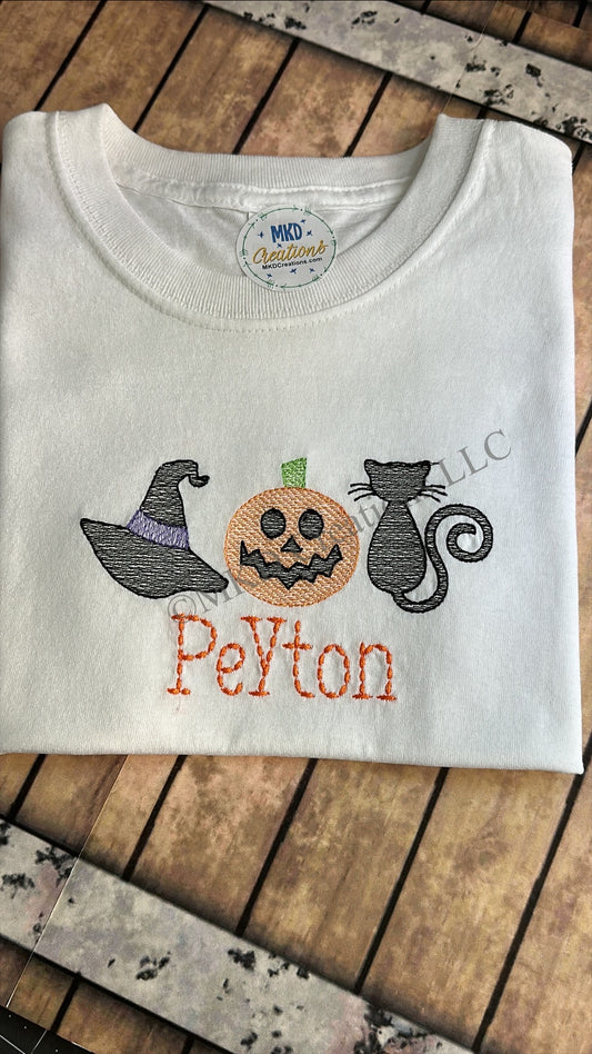 Embroidered, Personalized Halloween Shirt, Custom Halloween Treats toddler, Baby Shirt