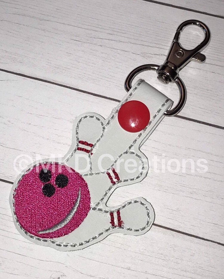 Bowling ball and pins key chain | Key Fob | Key Ring | Bag accessory | Zipper
