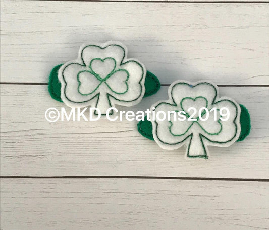 Green, and White Shamrock snap clip hair accessory for St. Patrick's Day, Birthday, Spring, Dress up, Pictures, and Everyday occasions
