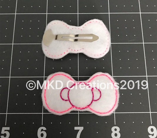 Clip felt hair clip Pink and White Bow snap clip hair accessory Valentine's Day Easter Birthday Spring Dress up Pictures Everyday occasions