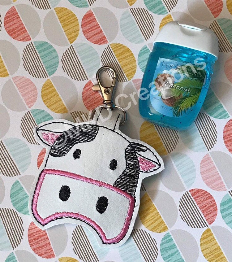 Cow Key chain hand sanitizer holder w/o 1 oz. hand sanitizer | key chain hand sanitizer holder 1oz. hand sanitizer not included
