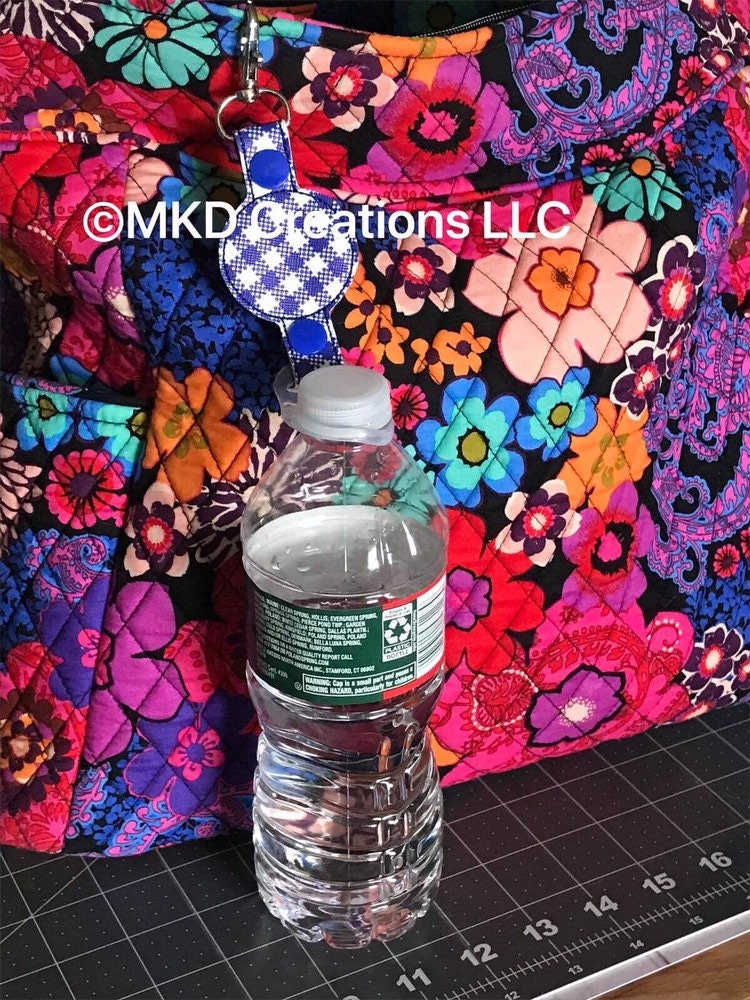 Water bottle holder with clip embroidered