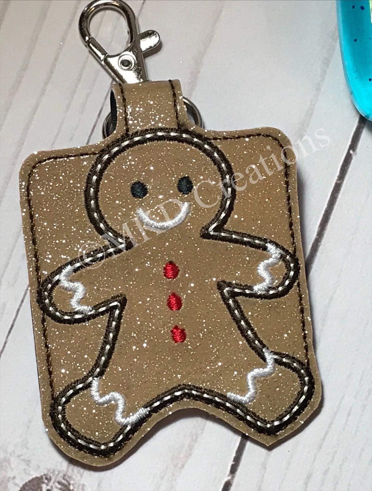 Gingerbread Boy Key chain hand sanitizer holder w/o 1 oz. hand sanitizer | key chain for 1 oz hand sanitizers (not included