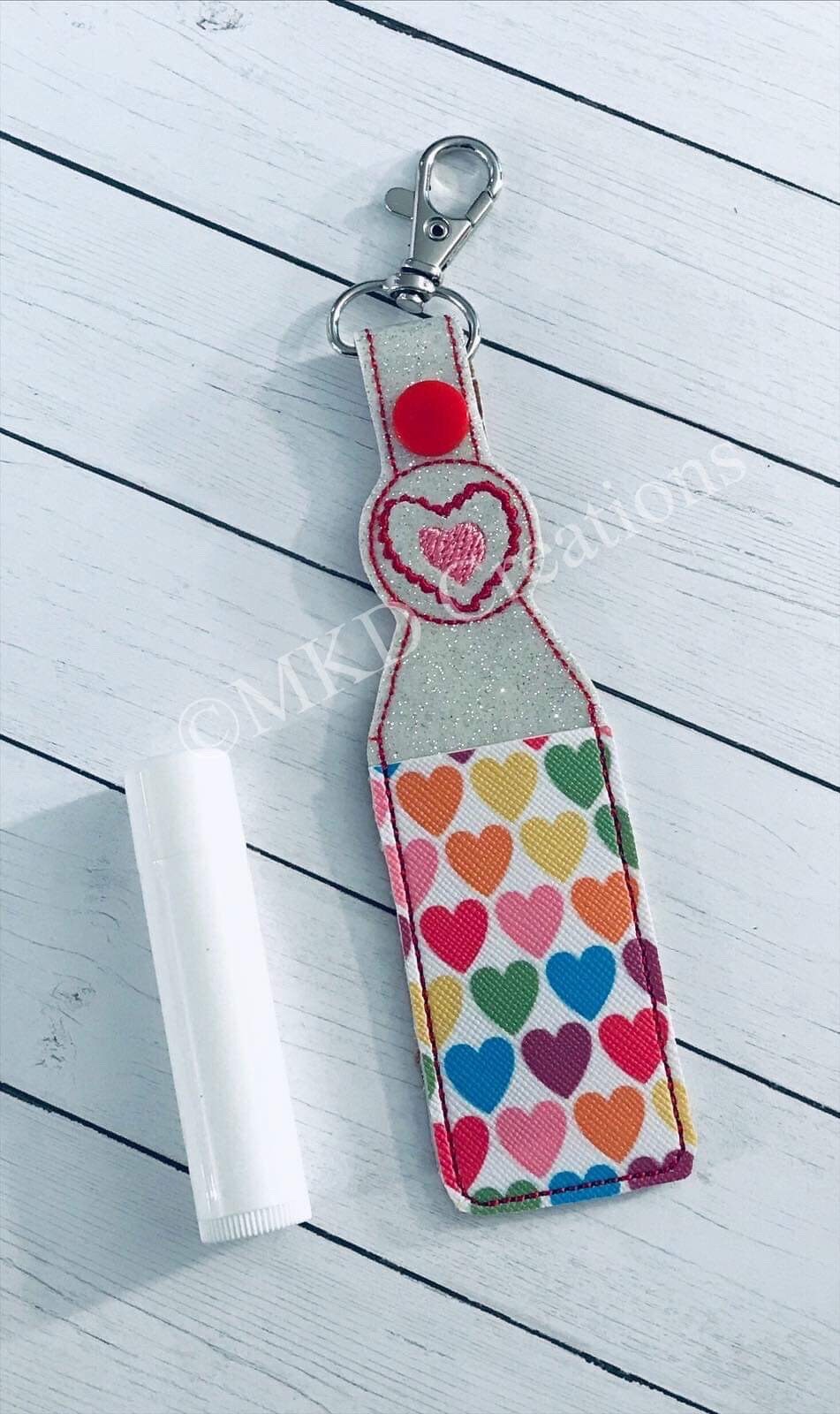Multi colored hearts Key chain lip balm holder with lip balm | key chain lip balm holder lip balm included Vanilla or pomegranate