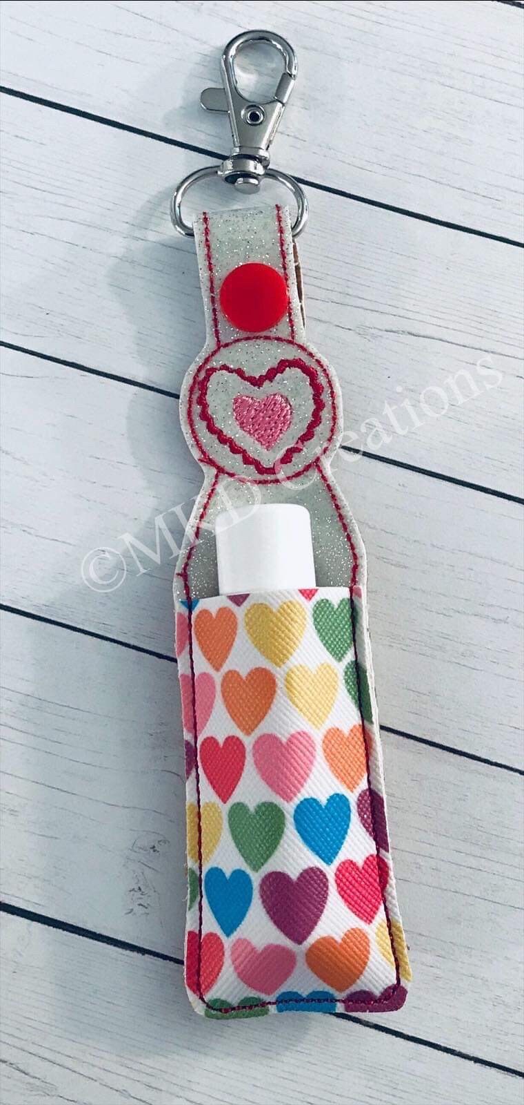 Multi colored hearts Key chain lip balm holder with lip balm | key chain lip balm holder lip balm included Vanilla or pomegranate