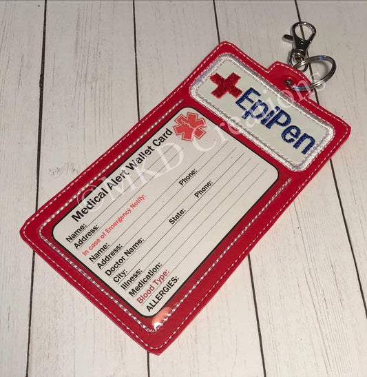 Medical Information Key Chain/Key Fob Medical ID key rings, first aid, medical information card included | Diabetic | EpiPen