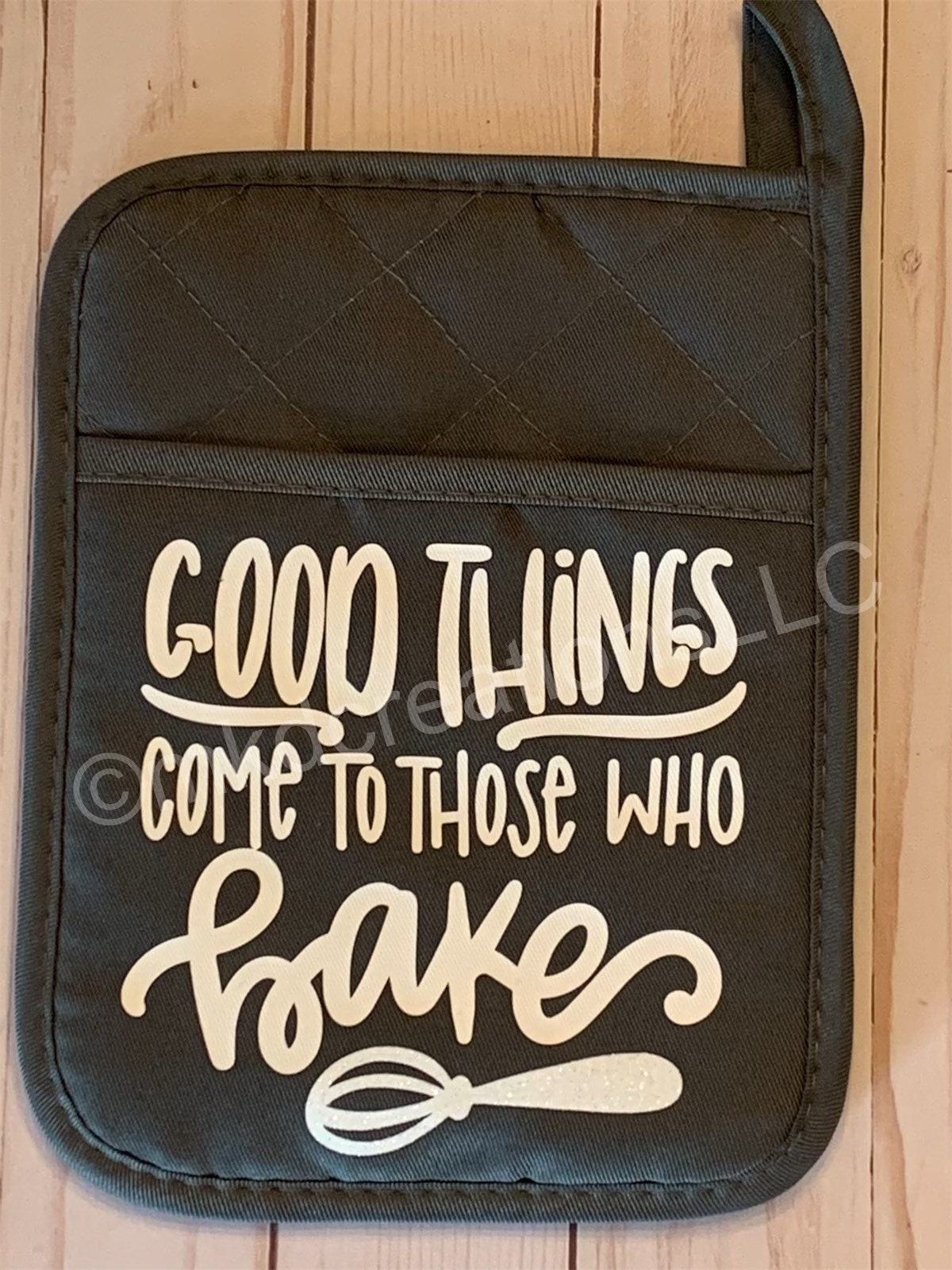 Pot Holders only " Good things come to those who bake " | Pot holder colors available Black | Teal | Red | Gray | mothers day gift